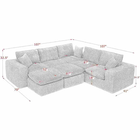 Sectional Sofa With Moveable Ottoman