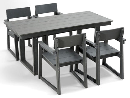 5 Piece Outdoor Dining Set, Table With Umbrella Hole And 4 Armrest Chairs