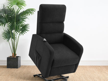 Royston - Upholstered Power Lift Recliner With Remote Comfort - Black