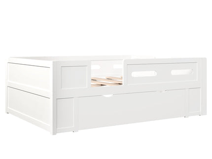 Platform Bed With Guardrail And Drawer