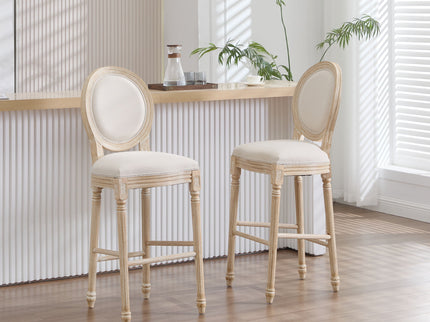 French Country Bar Chairs & Round Back (Set of 2)