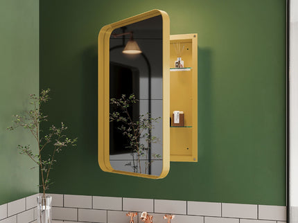 Recessed Metal Framed Medicine Cabinet With Mirror And Adjustable Shelves Wall Mirror With Storage For Bathroom