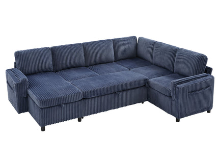 Convertible U-Shaped Sectional Sofa Bed With USB Ports And Storage