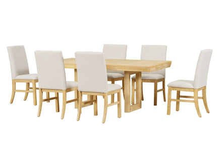 Topmax - 7 Piece Traditional Extendable Dining Table Set With Butterfly Leaf And 6 Upholstered Dining Table Set