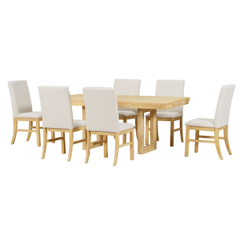 Topmax - 7 Piece Traditional Extendable Dining Table Set With Butterfly Leaf And 6 Upholstered Dining Table Set