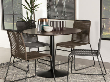 Round Dining Table With Pedestal Base - Warm Walnut