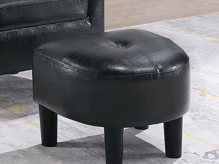 Accent Chair With Matching Ottoman Upholstered Round Backrest, Seating Set - Black