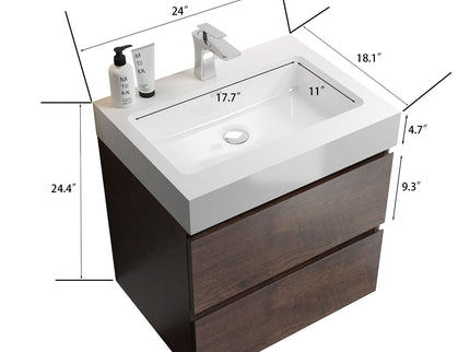Alice - Bathroom Vanity Wall Mounted With Sink, Large Storage