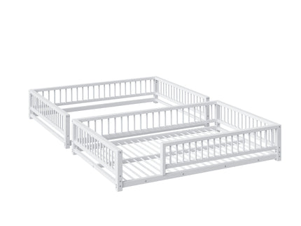 Bunk Bed Frame With Ladder And Safety Guardrails