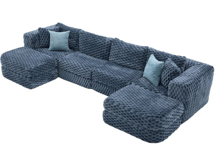 Modular Sectional Sofa, Boneless Couch With 2 Movable Ottomans