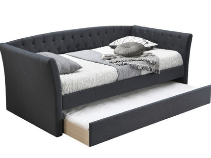 Daybed With Trundle Button Tufted Slat Included - Charcoal