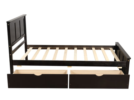 Platform Storage Bed With 2 Wheel Base Drawers