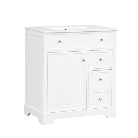Bathroom Vanity With Sink Top, Cabinet With Door And 2 Drawers - White
