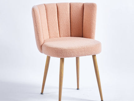Modern Dining Chair (Set of 2) With Iron Tube Wood Color Legs, Shorthair Cushions And Comfortable Backrest, Suitable For Dining Room, Living Room, Cafe, Simple Structure