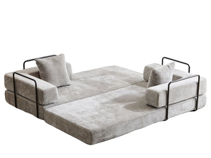 Convertible Floor Sofa Bed With Pillow Back Support Armrest