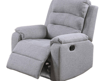 1 Piece Manual Recliner With Padded Seat And Backrest - Gray