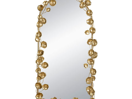 Full Length Arched Wall Mirror With en Leaf Accents Decorative Mirror For Living Room Bedroom - Gold