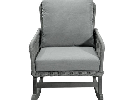 Contemporary Minimalist Wicker Rocking Chair With Soft Cushions And Durable Wooden Frame