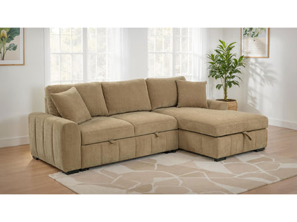 Logan - Sleeper Sectional Sofa With Right Arm Chaise - Camel