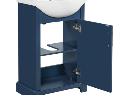 Bathroom Vanity With Bulged Sink, Cabinet, Soft-Close Door, Freestanding Single Unit