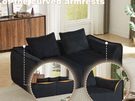 Minimalist Sofa With Curved Lines And Horn Shaped Throw Pillows