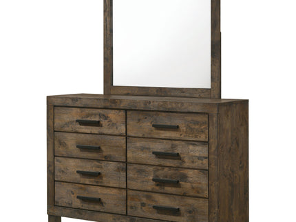 Bren - 8 Drawer Dresser With Mirror - Rustic Brown