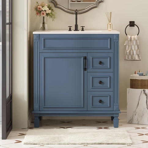 Bathroom Vanity With Sink, Cabinet With 2 Drawers And Adjustable Shelf