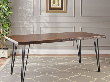 Modern Industrial Faux Live Edge Dining Table With Hairpin Legs - Natural