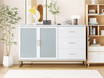 Murphy Bed With Frosted Glass Doors Design, Fake Drawers, Metal Legs