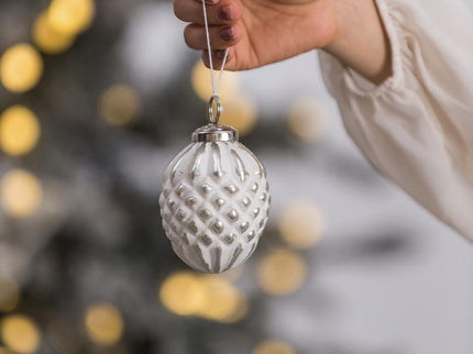 Christmas Ball Ornaments, Glass Decorative Hanging Ball Christmas Tree Ornaments For Holiday Party Decorations (Set of 12) - White