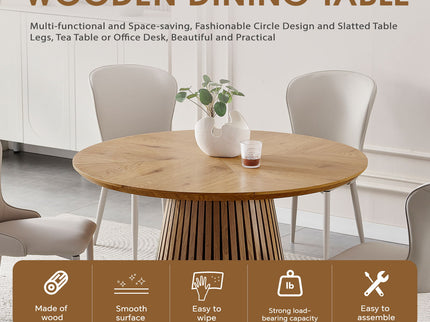 Round Dining Table For Dining Room - Natural Wood