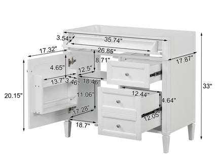 Bathroom Vanity With 2 Drawers And Tip-Out Drawer, Storage Cabinet