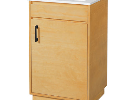 Bathroom Vanity With Sink, Freestanding Single Cabinet With Soft Closing Door And Adjustable Shelf - Natural Wood