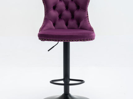 Swivel Barstools Adjusatble Seat Height, Modern Upholstered Bar Stools With Backs Comfortable Tufted For Home Pub And Kitchen Island (Set of 2)