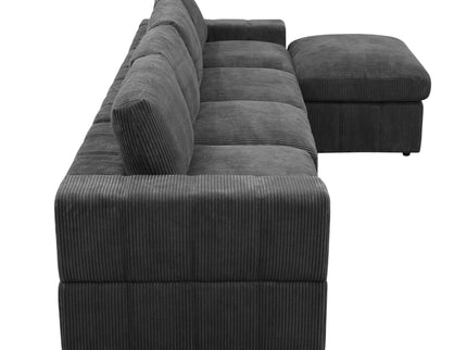 Oversized Modular Sectional Sofa Set With Loveseat & Ottoman, 6 Piece Living Room Furniture - Dark Gray