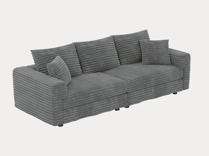 Deep Seat Convertible Sofa With Soft Pillows And Ottomans