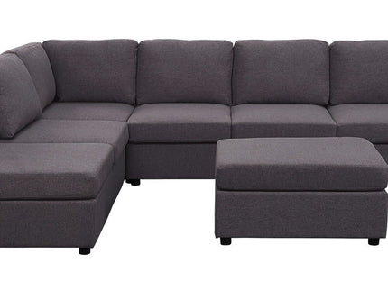 Cassia - 7 Seat Reversible Modular Sectional Sofa With Ottoman