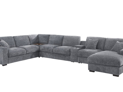 Celine - Fabric Corner Sectional Sofa With Right-Facing Chaise, Cupholders, And Charging Ports