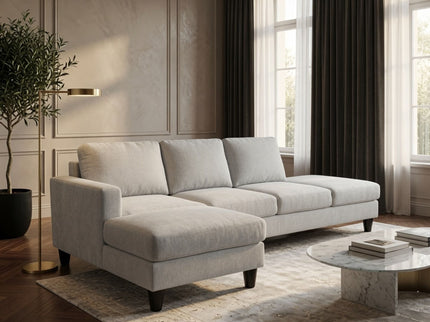 2 Piece L - Shaped Left Chaise Sectional Sofa With Ottoman, Living Room Furniture - White / Gray