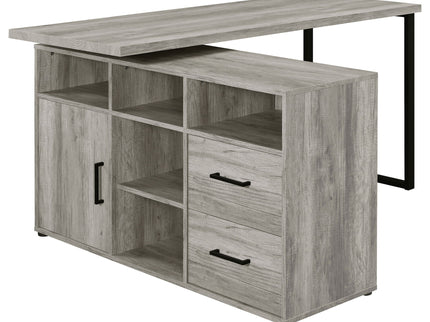 Corrado - L-Shape Office Desk With Storage - Gray