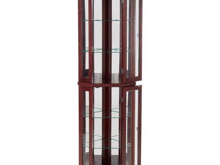Corner Curio Cabinet With Lights, Adjustable Tempered Glass Shelves, Mirrored Back, Display Cabinet (E26 Light Bulb Not Included)