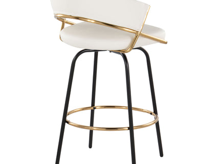 Jie - Fixed Height Contemporary Counter Stool With Swivel Round Footrest (Set of 2)