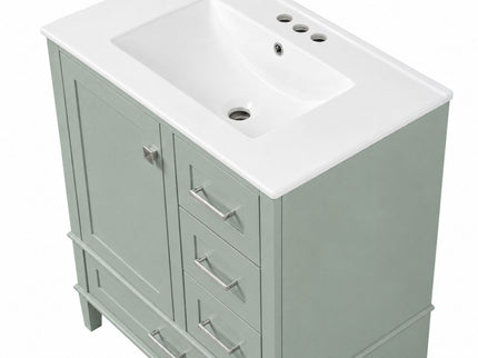 Bathroom Vanity With Sink, Soft Closing Door And Drawers - Light Green