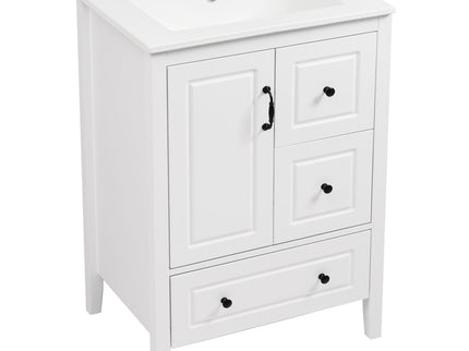 Freestanding Bathroom Vanity With Sink, Soft Closing Cabinet And Drawers - White