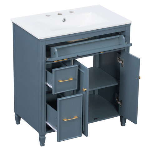 Freestanding Bathroom Vanity With Sink, Soft Close Door, Tip Out Drawer