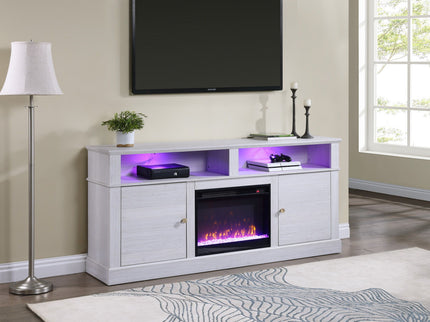 Terra - TV Stand Console With Fireplace - White Walnut