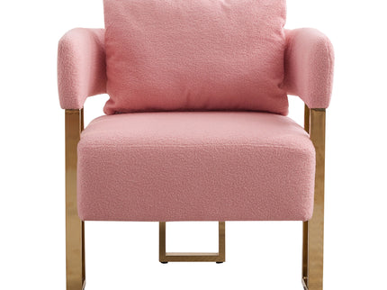 Modern Decorative Chair Teddy Fleece Upholstered And Metal Foot