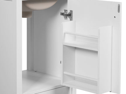 Bathroom Vanity With Ceramic Sink, Soft Close Drawers, Door Organizer, Divider Drawer, Adjustable Foot Pads