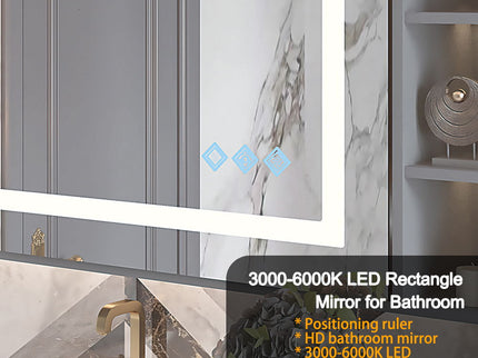 3000-6000K LED Bathroom Mirror With Lights, Anti-Fog Dimmable Lighted Wall Mounted Vanity Mirror Master Bath Modern Makeup (Only Mirrors, Not Cabinets) Horizontal & Vertical