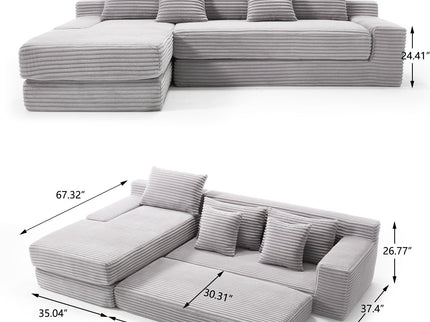 Modern L - Shaped Sectional Couch With Memory Foam